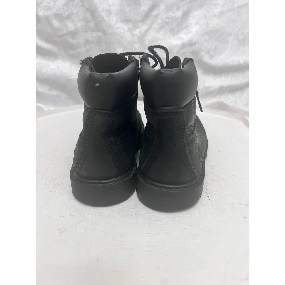 Timberland 6 Inch Premium Black Leather Waterproof Boots Kids Size 12 12807